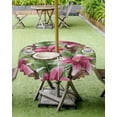 thumbnail image 3 of Outdoor Tablecloth Lily Flowers Round Patio Tablecloths 60 Inch, Waterproof Table Cloths with Umbrella Hole and Zipper, Coco Tropical Palm Leaf Summer Table Cover for Outdoor Tables Garden, 3 of 6