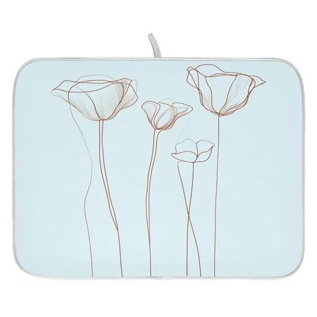 

Minimalist Modern Flowers Dish Drying Mat for Kitchen Quick Drying Absorbent Soft Durable 16 x 18