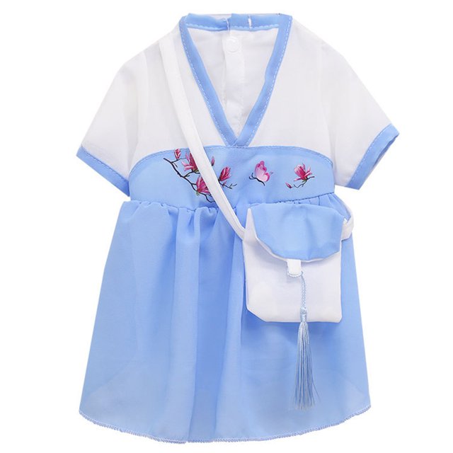 Vestidos para perros Ropa para perros Vestido estilo chino Hanfu con bolsa