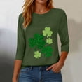 thumbnail image 6 of felwors Womens 3/4 Sleeve Crew Neck Valentine T Shirts Love Heart Printed Graphic Tee Tops (Army Green, XL), 6 of 8