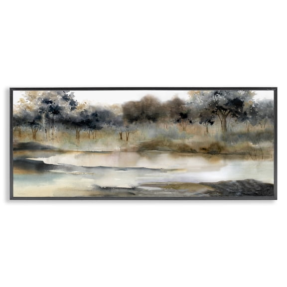 Stupell Industries Rustic Lodge Trees By Lakeside Landscape Black Framed Giclee Art, 24 x 10, by Carol Robinson