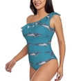thumbnail image 2 of Fotbe Cartoon Whale Women's One Piece Swimsuits One Shoulder Swimwear Ruched Tummy Control Bathing Suits Cutout Monokini-X-Large, 2 of 7