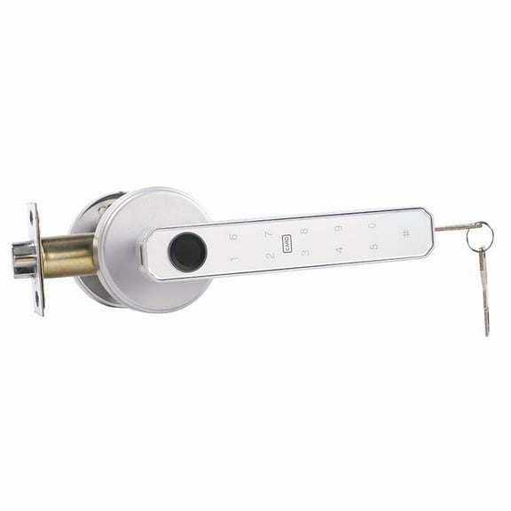 Smart Door Lever Lock App Fingerprint Passcode Key Left/Right Reversible Handle Keyless Entry Auto Lock Knob Home Office Hotel Apartment Bedroom (silvery with App)
