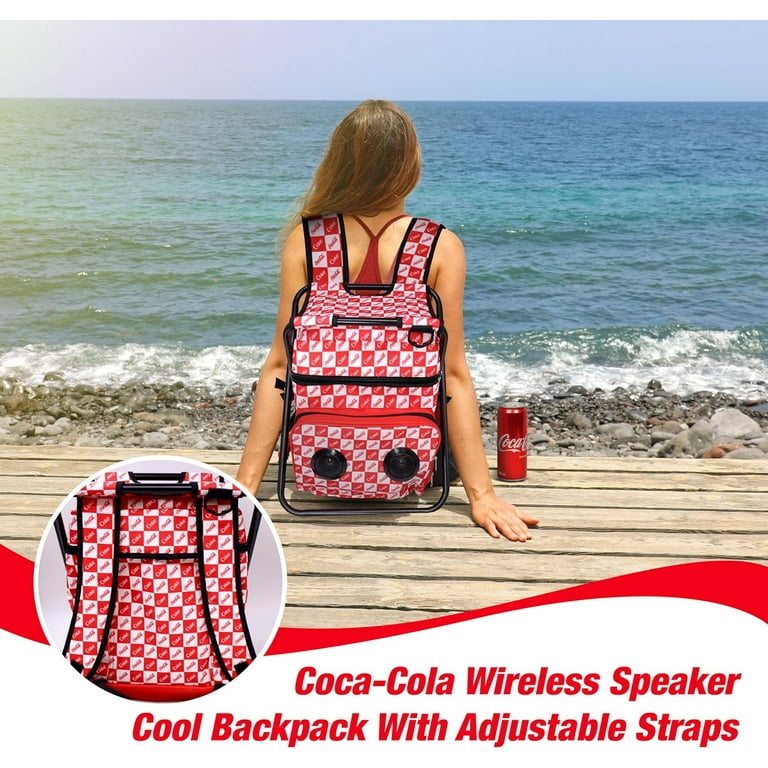 Coca-Cola 24 Can Cooler Backpack and Folding Chair with Built-In