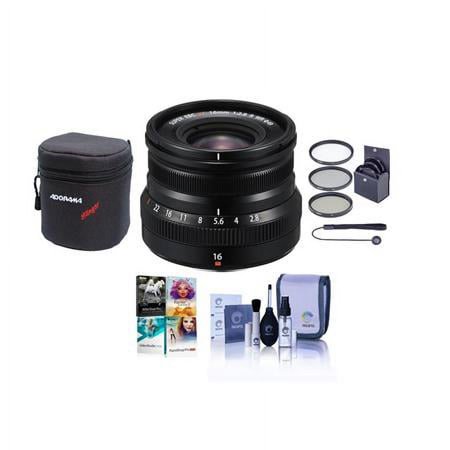 UPC: 0192223108707 | XF 16mm f/2.8 R WR Lens  Black  Bundle with ProOptic 49mm Filter Kit  Lens Case  Cleaning Kit  Lens Cap Tether  PC Software Kit