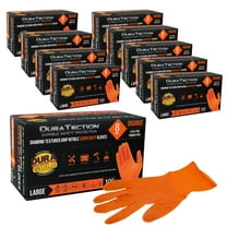 Dura-Gold Duratection 8 Mil Orange Super Duty Diamond Textured Nitrile Disposable Gloves, 10 Boxes of 100, Large - Latex Free, Powder Free, Food Safe, Safety Protection Work Gloves, Industrial