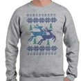thumbnail image 2 of Reindeer Christmas Cross Stitch Sweatshirt Unisex 3X-Large Grey, 2 of 5