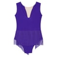 thumbnail image 6 of iEFiEL Kids Girls Figure Skating Dance Leotard Rhythmic Gymnastics Sleeveless Fringed Bodysuit Stage Performance Costume Purple 10, 6 of 7
