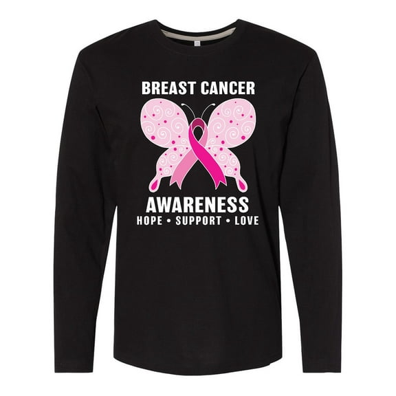 Inktastic Breast Cancer Awareness Hope Support and Love Long Sleeve T-Shirt