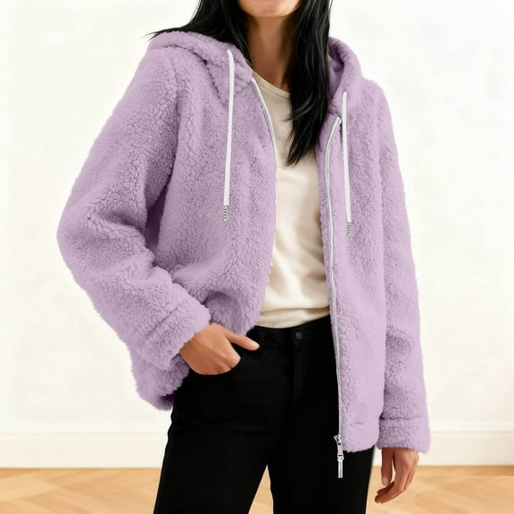Neewe Womens Fuzzy Sherpa Fleece Jacket Zip Up Oversized Winter Warm Sweatshirt Hoodies 2025