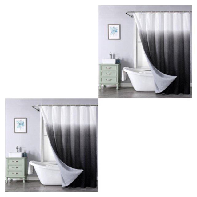 Moyic Cortina de ducha de PEVA extragruesa con exquisito efecto de drapeado artesanal Buena sensación de la mano No a prueba de moho Negro Negro 180*180, negro 2Conjunto
