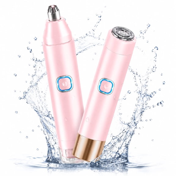 Facial Eyebrow Razor for Women - 2 in 1 Nose Hair Trimmer with Dual Heads for Bikini Underarm Leg Arm Body Face Facial, Pink