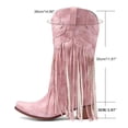 thumbnail image 4 of Cowboy Boots for Women Wide Mid Calf Long Fringe Tassel Heart Angle Stitched Pointed Toe Heeled Tall Cowgirl Boots, 4 of 7
