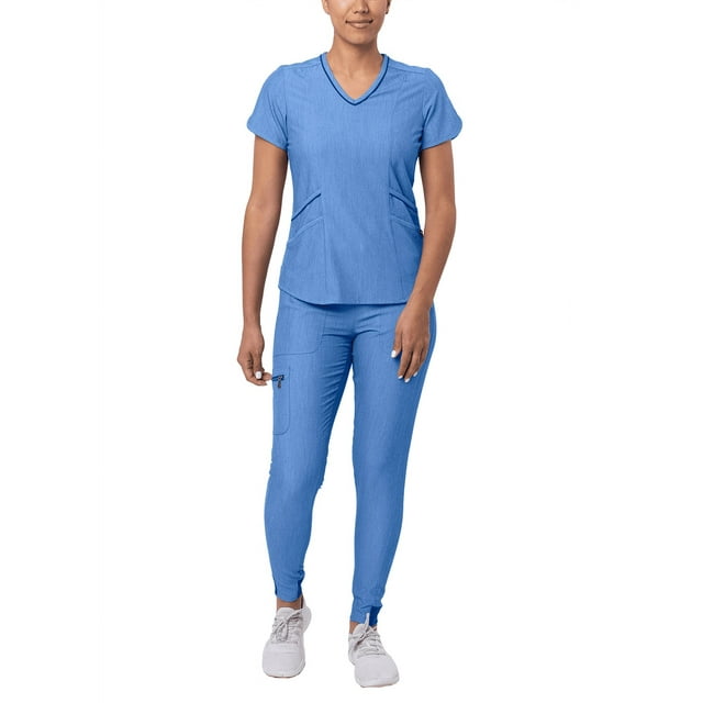 Adar Pro Women's Sweetheart V-Neck Scrub Set, Heather, Sizes XS-XXXL
