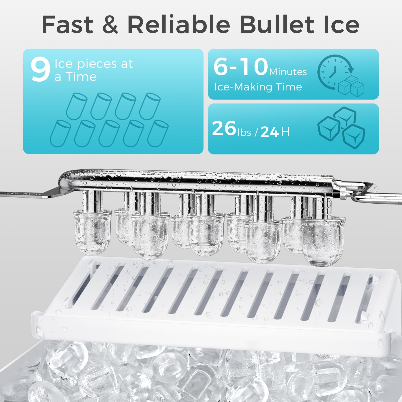 OSTBA 4-in-1 Water & Ice Dispenser, Hot, Cold & Room Temperature Water with Bullet Ice Maker, Touch Control, Child Safety Lock, Fits 3 & 5 Gallon Bottles