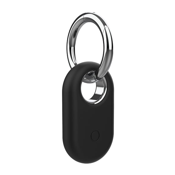 Silicone Protective Case with Keychain & Reserved Charging Port for Samsung Galaxy SmartTag2, Shockproof Anti-Scratch Tracker Cover, No Signal Blocking (Black)