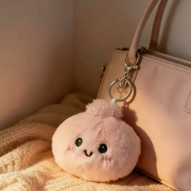 CaiYueKe Steamed Bun Plush Keychain Squishy Stress Relief Toy Cute Kawaii Bao Soft Fidget Sensory Food Themed Anxiety Gift Accessory Squeeze Velvet Velvety