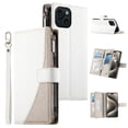 thumbnail image 4 of Funda cartera GANGXUN para iPhone 15 , cuero PU con tarjetero, cremallera, correa de mano, soporte y protección 825°, 4 of 6