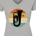 thumbnail image 4 of Inktastic Tuba Music Retro Sunset Silhouette Women's V-Neck T-Shirt, 4 of 5
