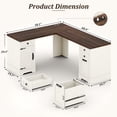 thumbnail image 5 of 69" Farmhouse L Shaped Executive Desk with File Cabinet & 3 Drawers, Large Rustic Computer Corner Desk with Charging Station, Storage File Drawer for Home Office, Workstation, 5 of 10