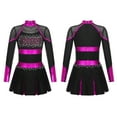 thumbnail image 2 of renvena Kids Girls Cheerleading Sequins Long Sleeve Cheer Leader Dress School Uniform Stage Performance Black&Hot Pink 12, 2 of 7