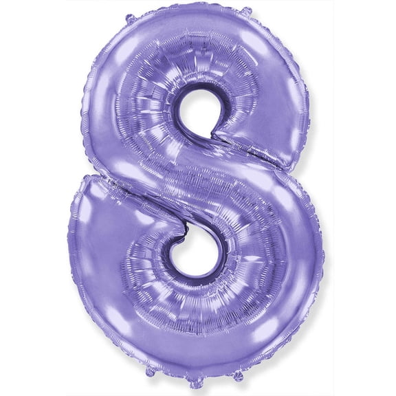 42 inch Number 8 - Party Brands - Lilac Purple Foil Mylar Balloon - Party Supplies Decorations