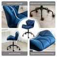 thumbnail image 2 of PROHIKER Vanity Stool Chair with 360° Swivel Rolling Wheels, Height Adjustable Makeup Desk Chair with Back, Furry Padded Seat Accent Furniture Office Vanity Chair for Living Room, Bedroom, Blue, 2 of 8