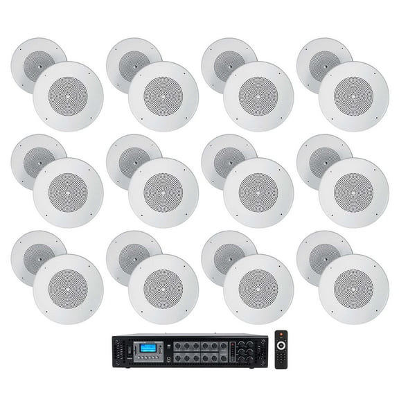 Rockville Commercial Amp 24) 8" Background Music Ceiling Speakers For Office/Bar