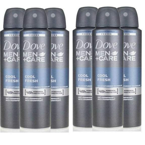 6 Pack Dove Men   Care Cool Fresh 48 HR Antiperspirant Spray for Men 150ml