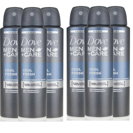 6 Pack Dove Men + Care Cool Fresh 48 HR Antiperspirant Spray for Men 150ml