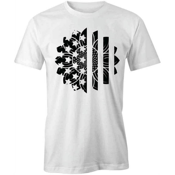 America Flag Sunflower T-Shirt | Patriotic American White Tee Gift