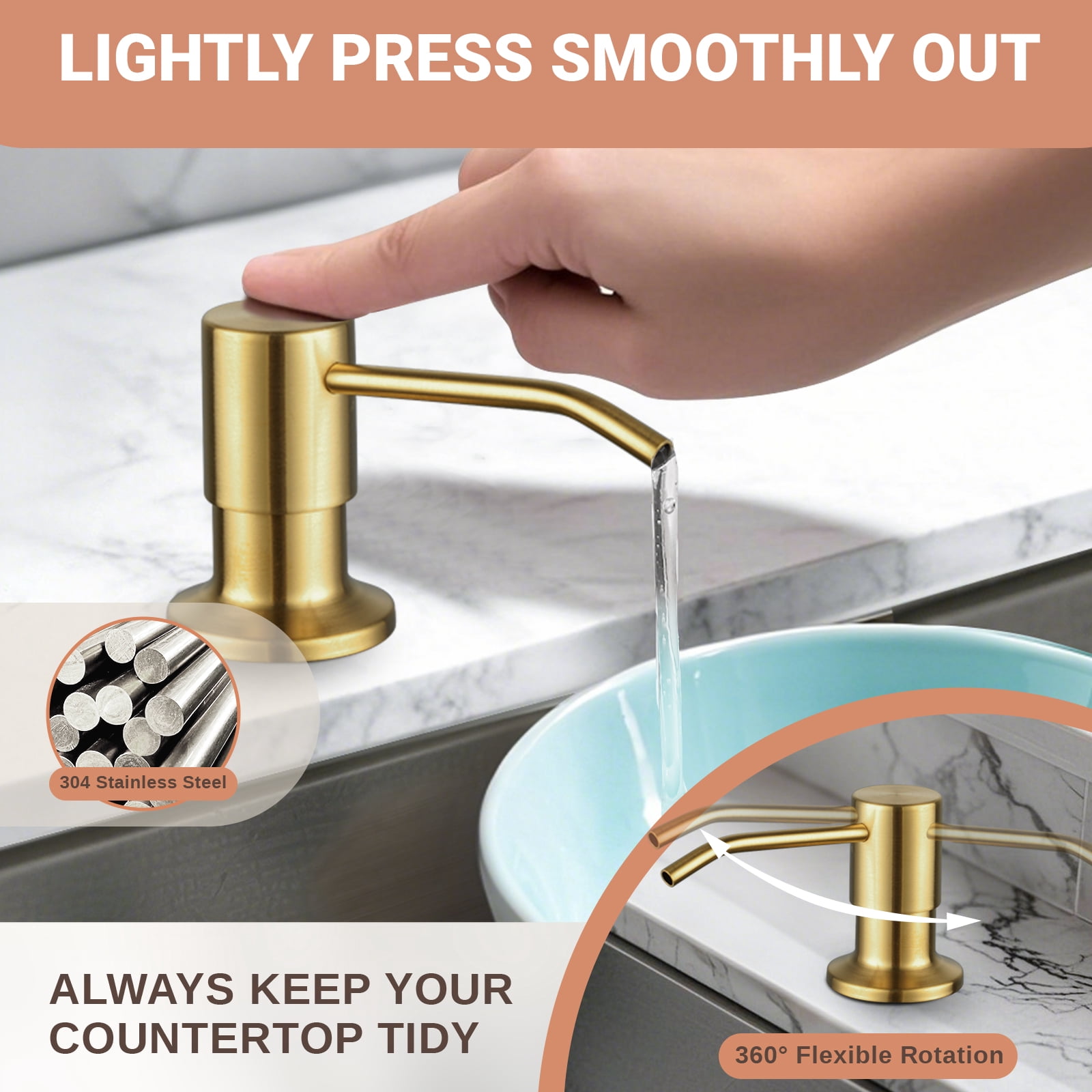 Wowow Single Handle Pull Down Sprayer Kitchen Faucet with Deckplate and Soap Dispenser in Black and Gold