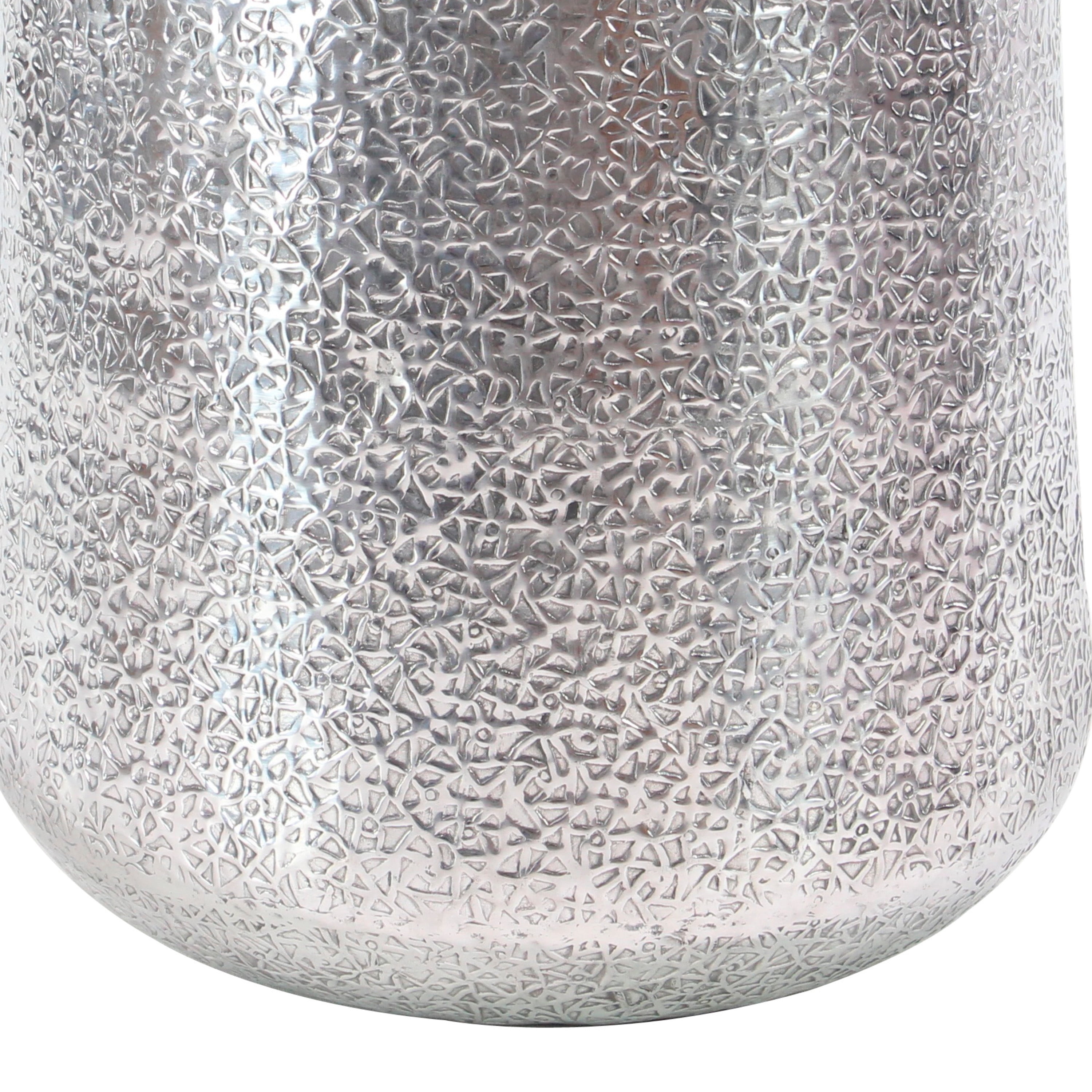 5 & 6 Inch Hammered Silver Aluminum Tone Metal Plant Pot