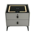 thumbnail image 2 of Light Grey Smart Nightstands with Fingerprint Lock Drawer, Wireless Charging Station, USB Port, Nightstand with 3 Color LED Lights and Speaker, Modern Wooden End Side Table 2 Drawers, 2 of 16