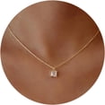 thumbnail image 2 of 14K Gold Plated Dainty Necklace for Women - Elegant Solitaire Rhinestone Pendant, Minimalist Layering Jewelry Gift for Her, Adjustable 16"+2" Chain, skin-friendly alloy base[b1696], 2 of 2
