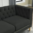 thumbnail image 5 of 82.2-Inch Velvet Corner Sofa, L-Shaped Sectional Couch, 5-Seater Corner Sofas with 3 Cushions for Living Room, Bedroom, Apartment, Office (Black), 5 of 11