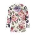 thumbnail image 4 of Enjoytime Blouses for Women Dressy Casual Flower Printed 3/4 Sleeve V Neck Tunic Top Loose Comfy Plus Size Women Shirts, 4 of 5