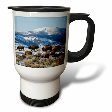 3drose, Bison Herd, Yellowstone National Park, 14oz Stainless Steel Travel Mug