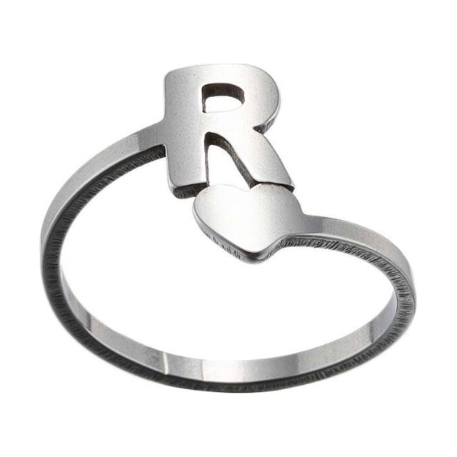 Weiqiqre Bague Mode Saint-Valentin 26 Lettres Anglaises Ouverture Acier Inoxydable Bijoux Rétro Gir1s