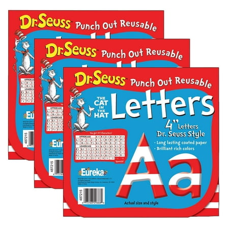 Eureka Dr. Seuss 4" Reusable Punch Out Deco Letters Stripes 217 Pieces/Pack 3 Packs (EU-487215-3)