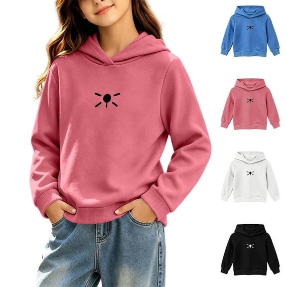 Brondbend Girl Sweatshirt Fashion Long Sleeve Hooded Pullover Loose Tops Holiday Fall Winter Clothes Black 2-3 Years