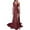Wine, variant on Honeeladyy Sequin Prom Dress with Slit Womens V-Neck One-Shoulder Formal Evening Dress