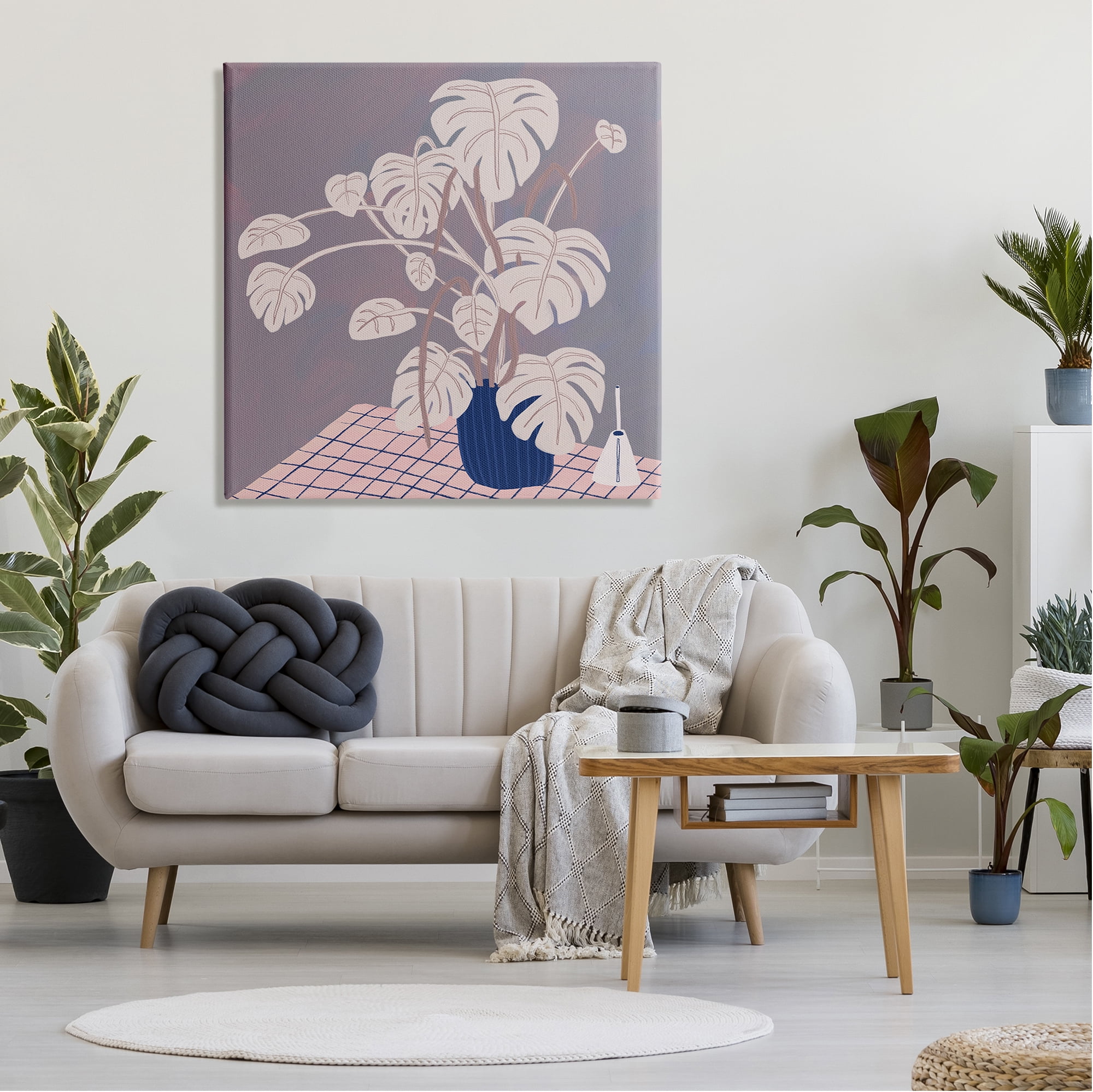 Stupell Casual Monstera Patterned Leaves Botanical & Floral Painting Gallery Wrapped Canvas Print Wall Art