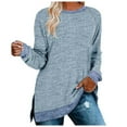 thumbnail image 2 of Women's Long Sleeve T-shirt, Women'S Clothing Long Sleeve Round Neck Split Top Loose Casual Pullover Top Shirt,Women's Long sleeve T-shirt XXL, 2 of 7