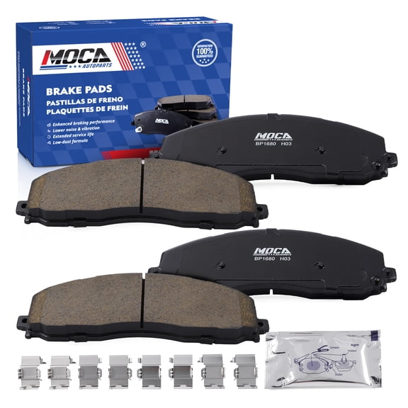 MOCA AUTOPARTS D1680 4x Front Brake Pads w/ Hardware Fit for 2013-2023 Ford F-250 F-350 Super Duty & 2013-2016 Ford F-450 Super Duty