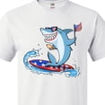 thumbnail image 4 of Inktastic Fourth of July Shark Surfing T-Shirt, 4 of 5