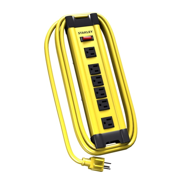 Power Strip Stanley ShopMax, 6 salidas, metal, 10 pies, color amarillo