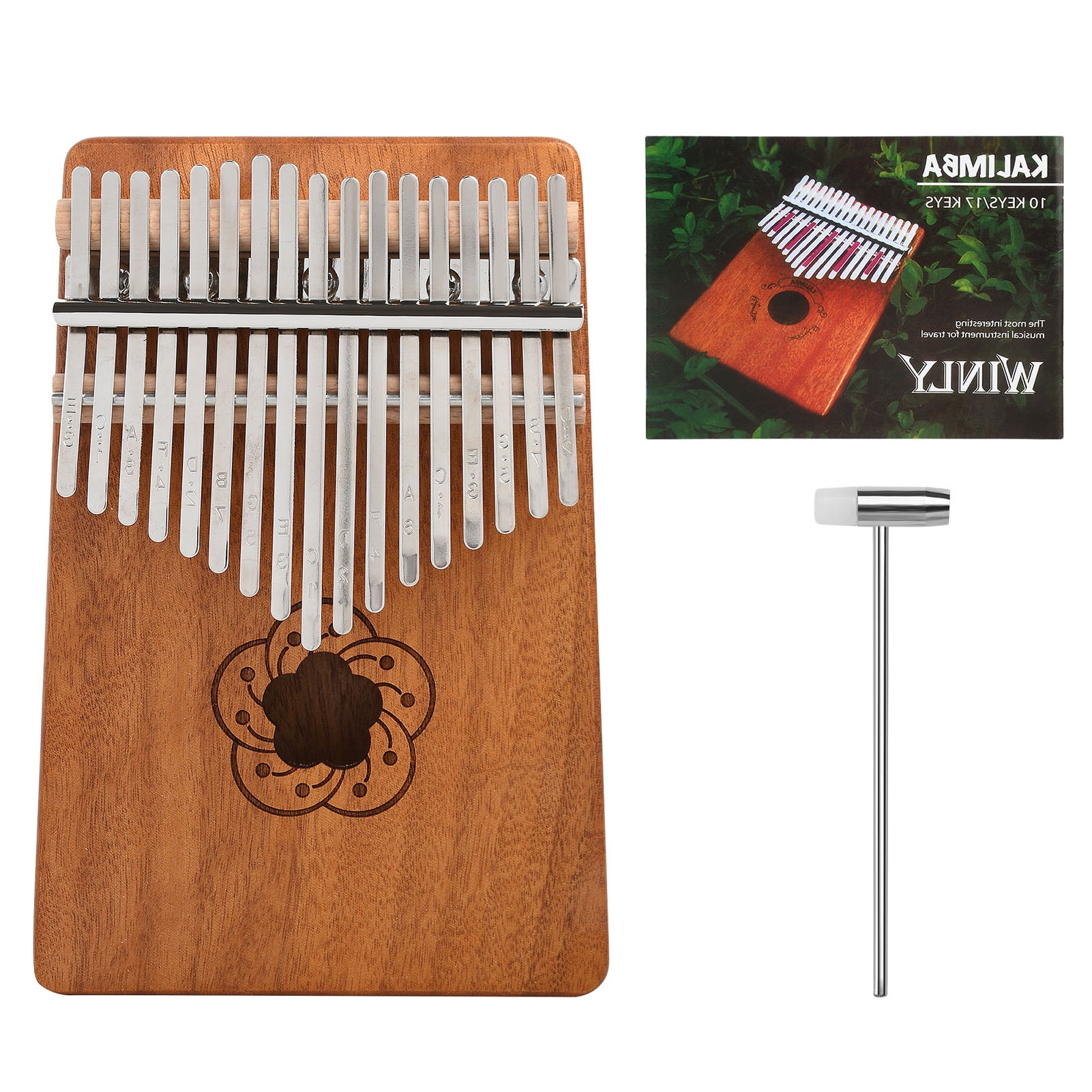 Carry Bag Portable Mahogany Wood with Tuning Hammer Rounded Edges Electric Kalimba Vangoa 17 keys Kalimba Thumb Piano kit pickup and key stickers 