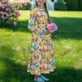 thumbnail image 2 of DISNIMO Butterfly Colorful Dress with Pockets and Sleeves for Kids Long Sleeve Dresses for Girls 11-12 Long Sleeve Dress for Kids Fall Midi Dress with Sleeves Girls Waist Dress Crew Neck, 2 of 7