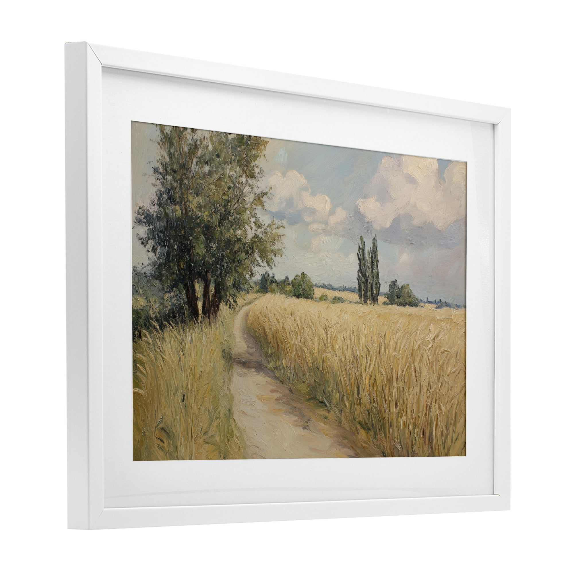 Stupell Industries Quiet Path Through Wheat White Framed Print Under Glass, design by Petal Prints Design